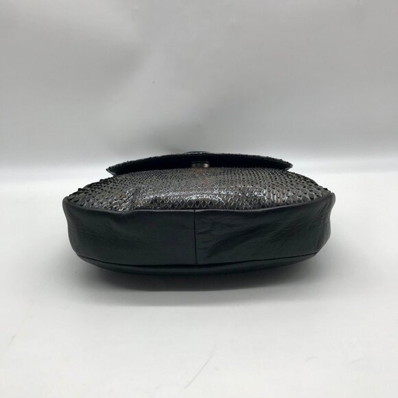 Bally Black Imitation Snake Leather Vintage Crossbody Bag - Picture 5 of 11
